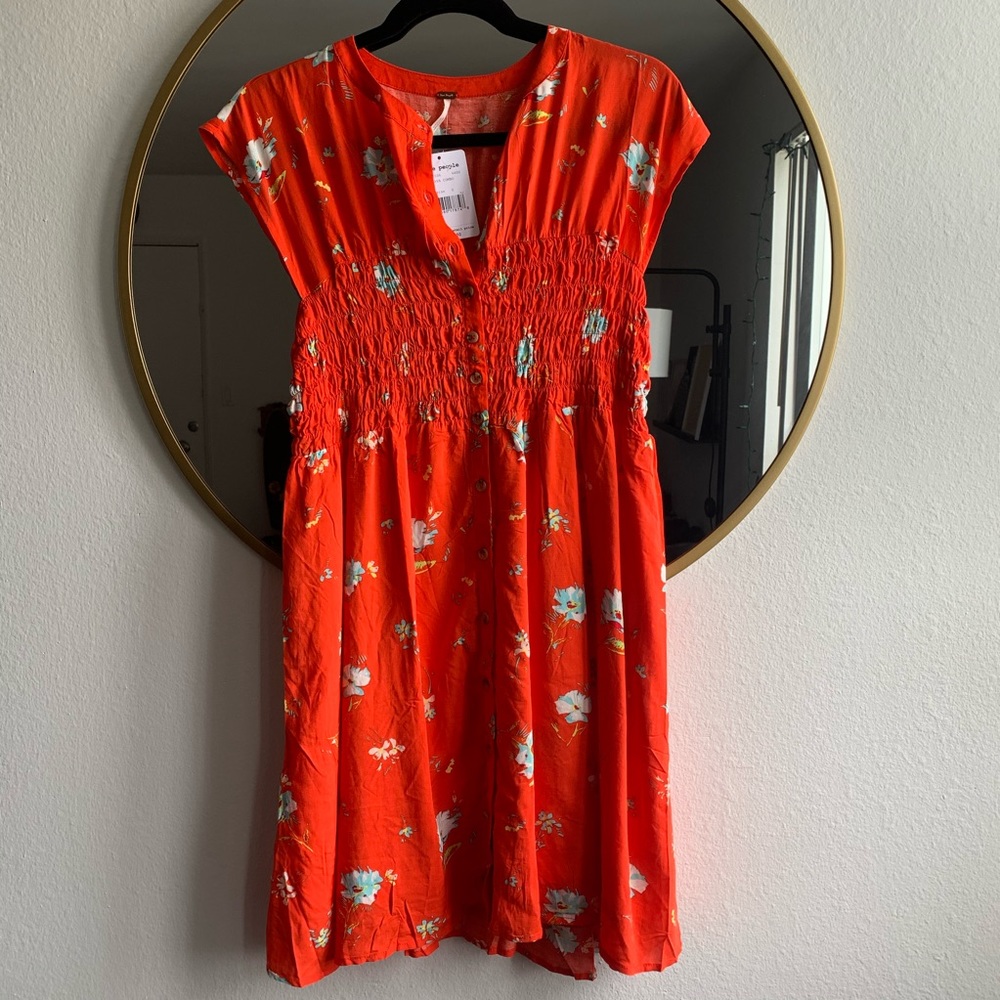 NWT! Free People Greatest Day Smocked Shirtdress